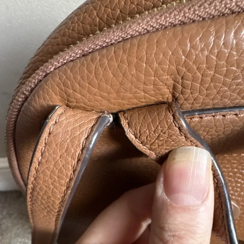 Michael Kors Brown Pebbled Leather Backpack Gold Hardware Zipper‎ Inner Pockets